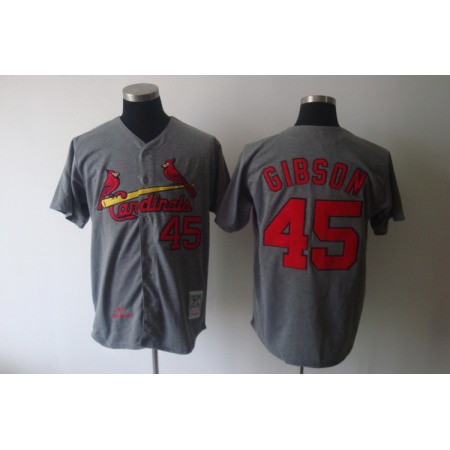 Mitchell And Ness 1967 Cardinals #45 Bob Gibson Grey Stitched Throwback MLB Jersey