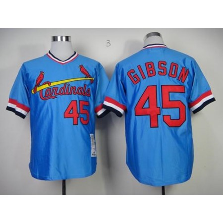Mitchell And Ness Cardinals #45 Bob Gibson Blue Throwback Stitched MLB Jersey