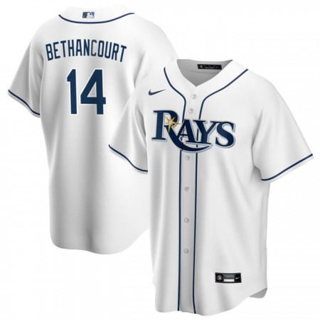 Men's Tampa Bay Rays #14 Christian Bethancourt White Cool Base Stitched Baseball Jersey