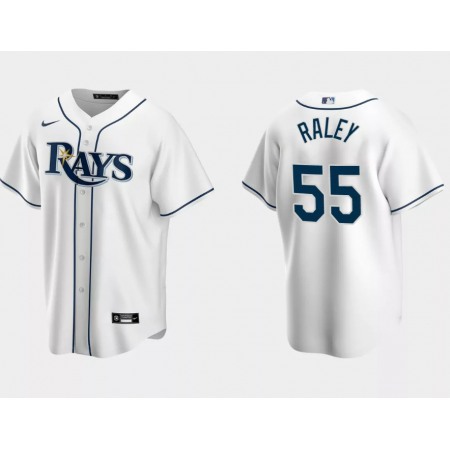 Men's Tampa Bay Rays #55 Luke Raley White Cool Base Stitched Baseball Jersey