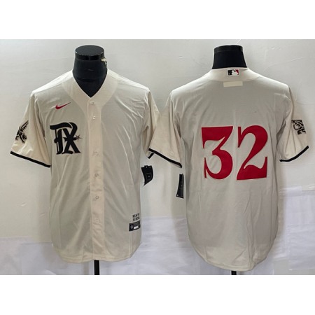 Men's Texas Rangers #32 Evan Carter Cream 2023 City Connect Stitched Baseball Jersey