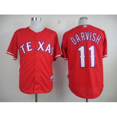 Rangers #11 Yu Darvish Red 40th Anniversary Patch Cool Base Stitched MLB Jersey