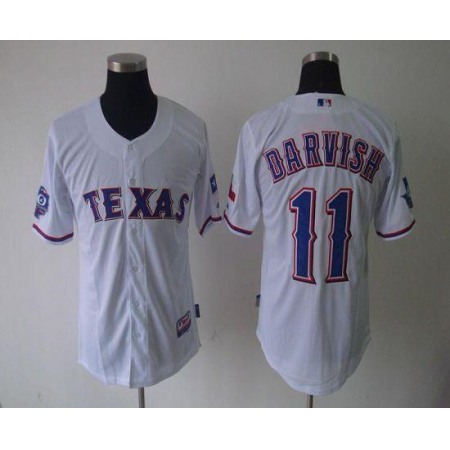 Rangers #11 Yu Darvish White 40th Anniversary Patch Cool Base Stitched MLB Jersey