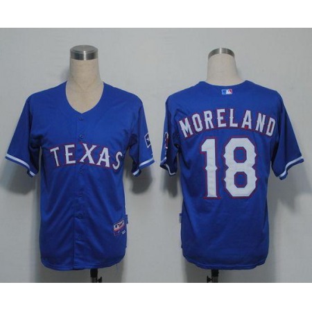 Rangers #18 Mitch Moreland Blue Cool Base Stitched MLB Jersey