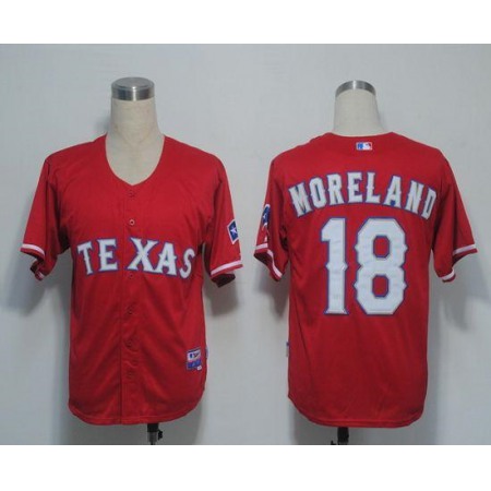 Rangers #18 Mitch Moreland Red Cool Base Stitched MLB Jersey