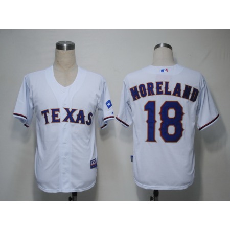 Rangers #18 Mitch Moreland White Cool Base Stitched MLB Jersey