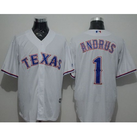 Rangers #1 Elvis Andrus White New Cool Base Stitched MLB Jersey