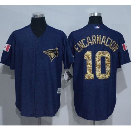 Blue Jays #10 Edwin Encarnacion Denim Blue Salute to Service Stitched MLB Jersey
