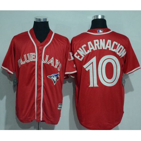 Blue Jays #10 Edwin Encarnacion Red New Cool Base Canada Day Stitched MLB Jersey