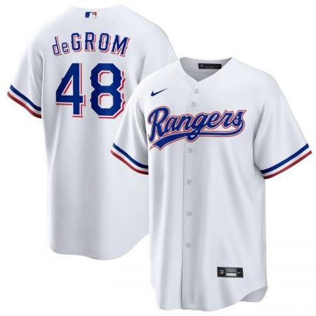 Men's Texas Rangers #48 Jacob deGrom White Cool Base Stitched Baseball Jersey
