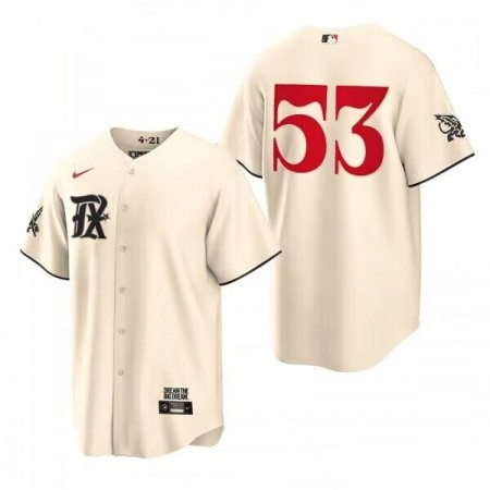 Men's Texas Rangers #53 Adolis Garcia Cream 2023 City Connect Cool Base Stitched Baseball Jersey