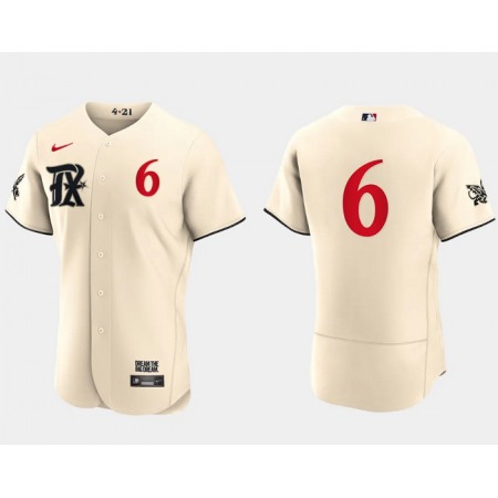 Men's Texas Rangers #6 Josh Jung Cream 2023 City Connect Flex Base Stitched Baseball Jersey