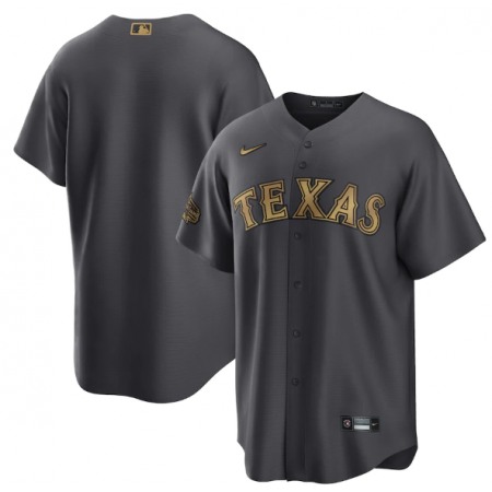 Men's Texas Rangers Blank 2022 All-Star Charcoal Cool Base Stitched Baseball Jersey