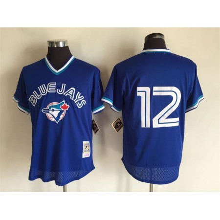 Men's Toronto Blue Jays #12 Roberto Alomar Mitchell And Ness Royal Blue Throwback Stitched MLB Jersey