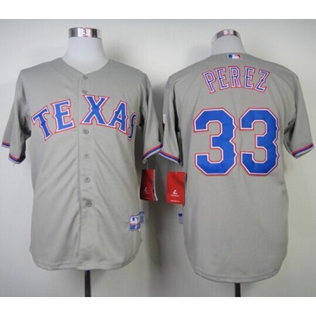 Rangers #33 Martin Perez Grey Cool Base Stitched MLB Jersey