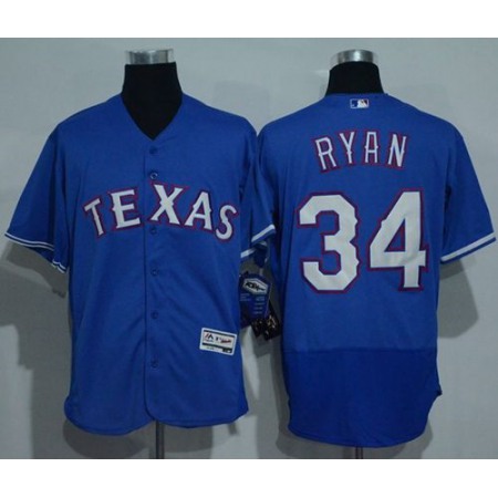 Rangers #34 Nolan Ryan Blue Flexbase Authentic Collection Stitched MLB Jersey
