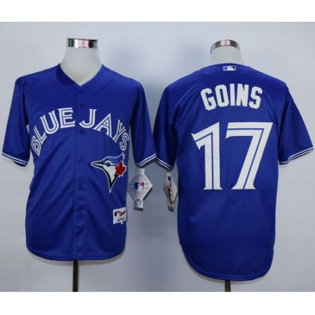 Blue Jays #17 Ryan Goins Blue Cool Base Stitched MLB Jersey
