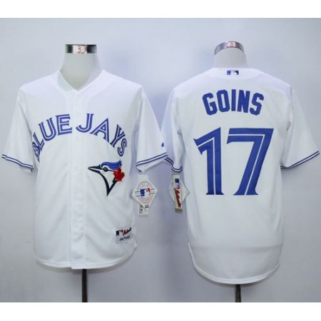 Blue Jays #17 Ryan Goins White Cool Base Stitched MLB Jersey