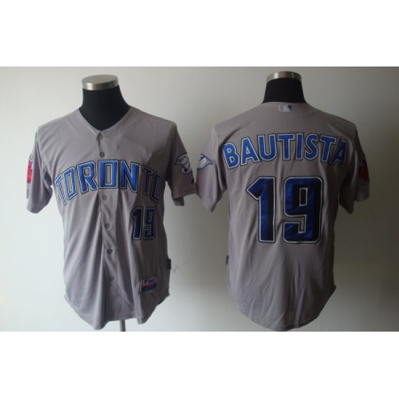 Blue Jays #19 Jose Bautista Grey Cool Base Stitched MLB Jersey