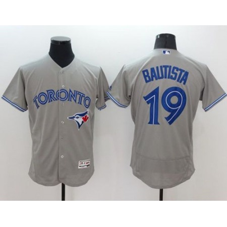 Blue Jays #19 Jose Bautista Grey Flexbase Authentic Collection Stitched MLB Jersey