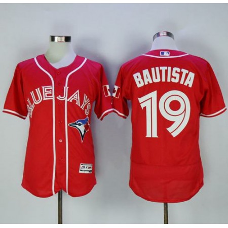 Blue Jays #19 Jose Bautista Red Flexbase Authentic Collection Canada Day Stitched MLB Jersey