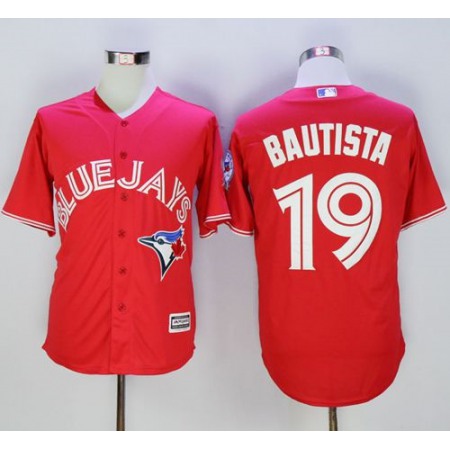 Blue Jays #19 Jose Bautista Red New Cool Base 40th Anniversary Stitched MLB Jersey