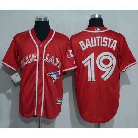 Blue Jays #19 Jose Bautista Red New Cool Base Canada Day Stitched MLB Jersey
