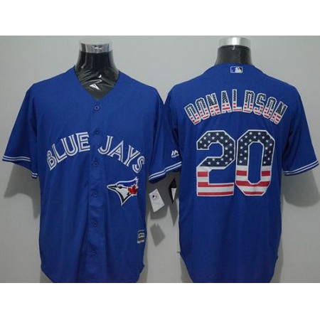 Blue Jays #20 Josh Donaldson Blue USA Flag Fashion Stitched MLB Jersey