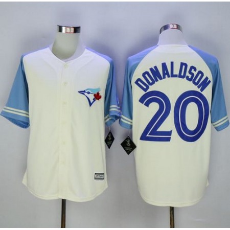 Blue Jays #20 Josh Donaldson Cream/Blue Exclusive New Cool Base Stitched MLB Jersey