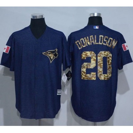 Blue Jays #20 Josh Donaldson Denim Blue Salute to Service Stitched MLB Jersey