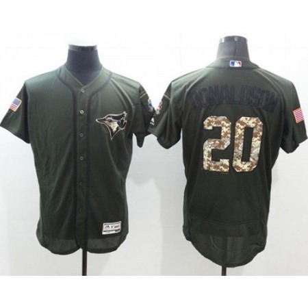 Blue Jays #20 Josh Donaldson Green Flexbase Authentic Collection Salute to Service Stitched MLB Jersey