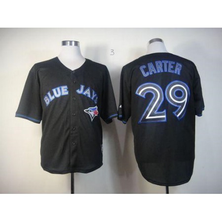 Blue Jays #29 Joe Carter Black Fashion Stitched MLB Jersey