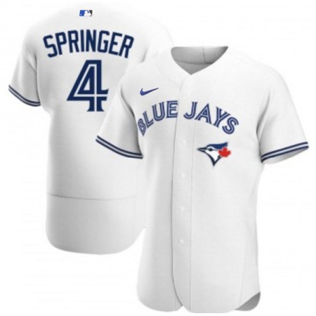 Men's Toronto Blue Jays #4 George Springer 2020 White Flex Base Stitched Jersey