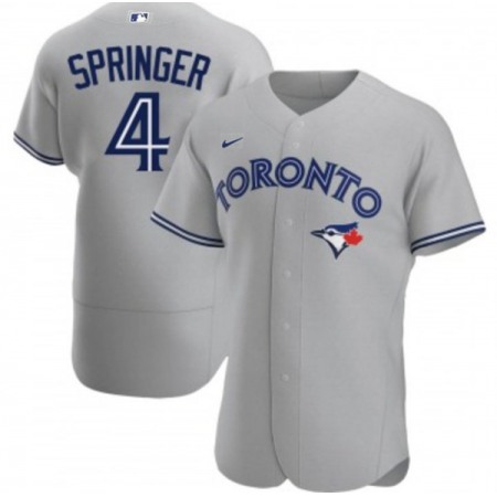 Men's Toronto Blue Jays #4 George Springer Grey Flex Base Stitched Jersey