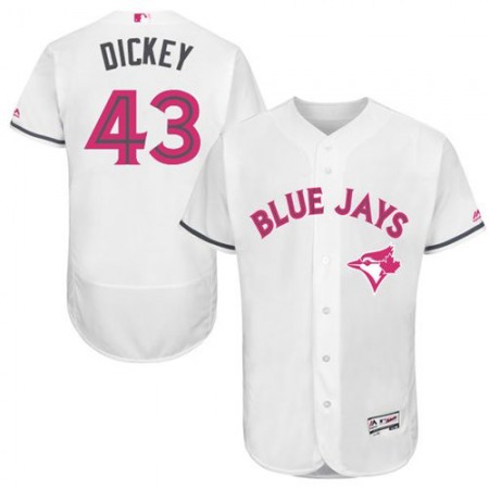 Blue Jays #43 R.A. Dickey White Flexbase Authentic Collection 2016 Mother's Day Stitched MLB Jersey