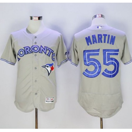 Blue Jays #55 Russell Martin Grey Flexbase Authentic Collection Stitched MLB Jersey