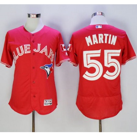 Blue Jays #55 Russell Martin Red Flexbase Authentic Collection Canada Day Stitched MLB Jersey