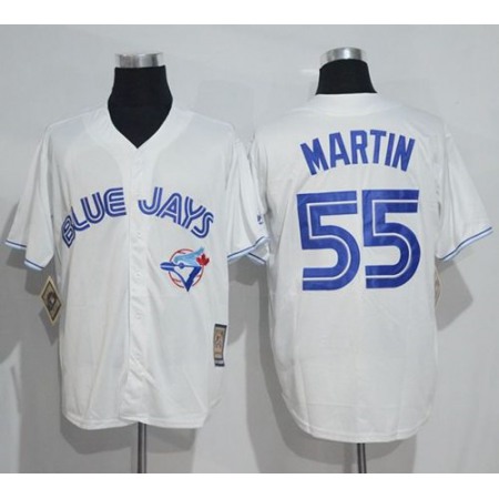 Blue Jays #55 Russell Martin White Cooperstown Throwback Stitched MLB Jersey