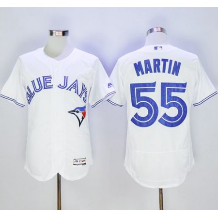 Blue Jays #55 Russell Martin White Flexbase Authentic Collection Stitched MLB Jersey