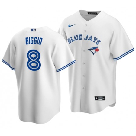 Men's Toronto Blue Jays #8 Cavan Biggio White Cool Base Stitched Jersey