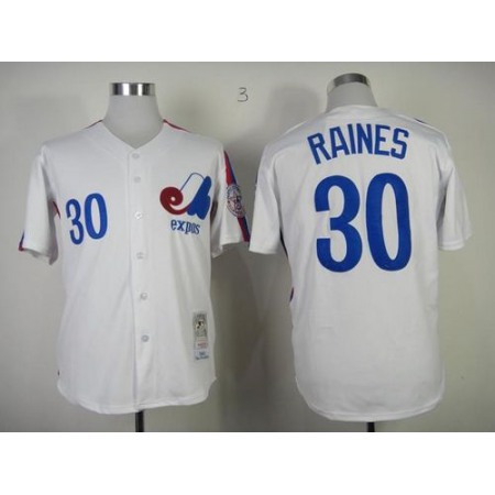 Mitchell And Ness Expos #30 Tim Raines White Throwback Stitched MLB Jersey