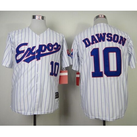 Mitchell and Ness 1982 Expos #10 Andre Dawson White Blue Strip Throwback Stitched MLB Jersey