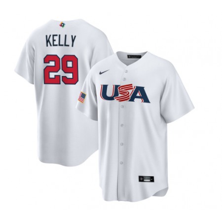 Men's USA Baseball #29 Joe Kelly 2023 White World Baseball Classic Stitched Jersey