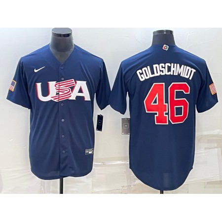 Men's USA Baseball #46 Paul Goldschmidt 2023 Navy World Baseball Classic Stitched Jersey