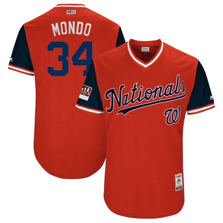 Men's Washington Nationals #34 Bryce Harper "Mondo" Majestic Red 2018 Players' Weekend Stitched MLB Jersey