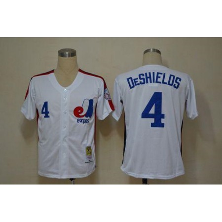 Mitchell And Ness Expos #4 Delino Deshields White Throwback Stitched MLB Jersey