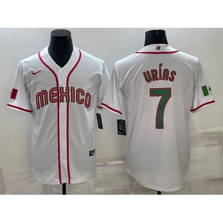 Men's Mexico Baseball #7 Julio Urias 2023 White World Baseball Classic Stitched Jersey