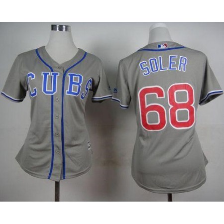 Cubs #68 Jorge Soler Grey Alternate Road Women's Stitched MLB Jersey