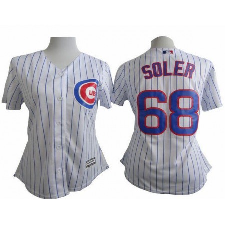 Cubs #68 Jorge Soler White(Blue Strip) Women's Fashion Stitched MLB Jersey