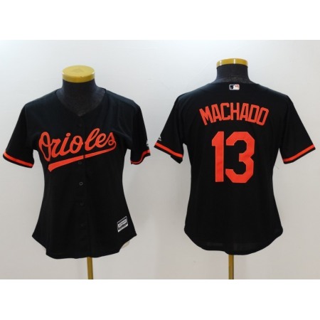 Women's Baltimore Orioles #13 Manny Machado Black Cool Base Stitched Jersey